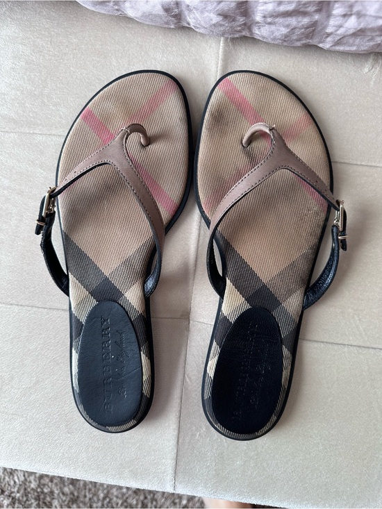 Burberry Shoes - Burberry Beige Plaid Thong Sandals